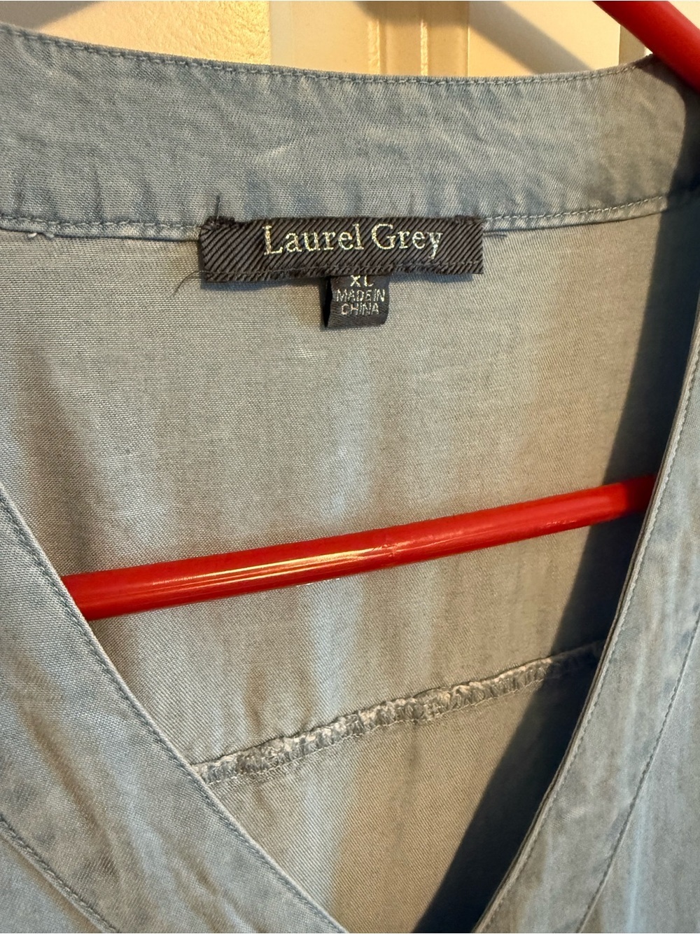 Laurel Grey Light Blue Button-Front Tiered Long-Sleeve Dress - Picture 2 of 3